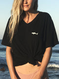 **NEW** Shark Silhouette Unisex Vneck Tee - Wilddtail